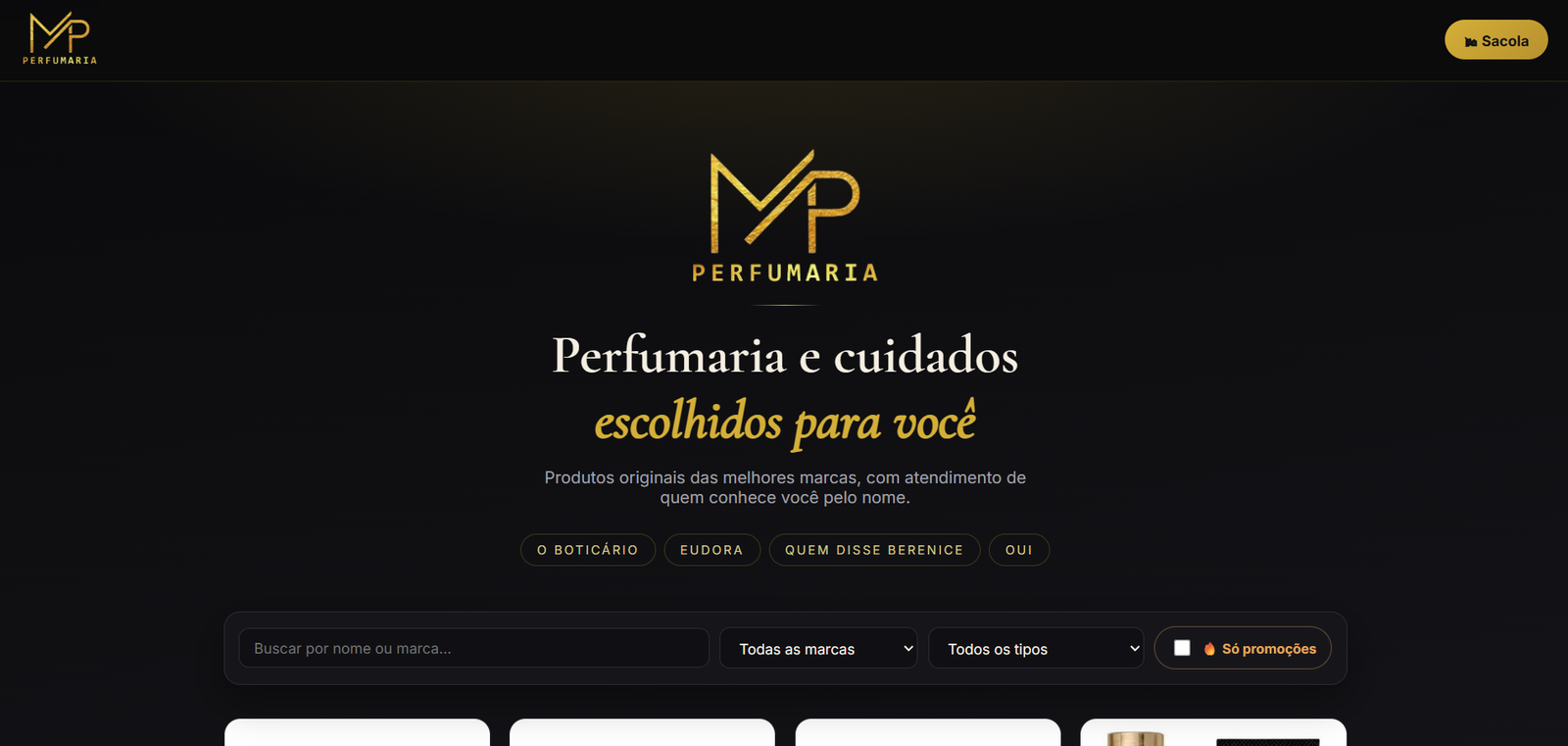 Tela do projeto Mp Perfumaria